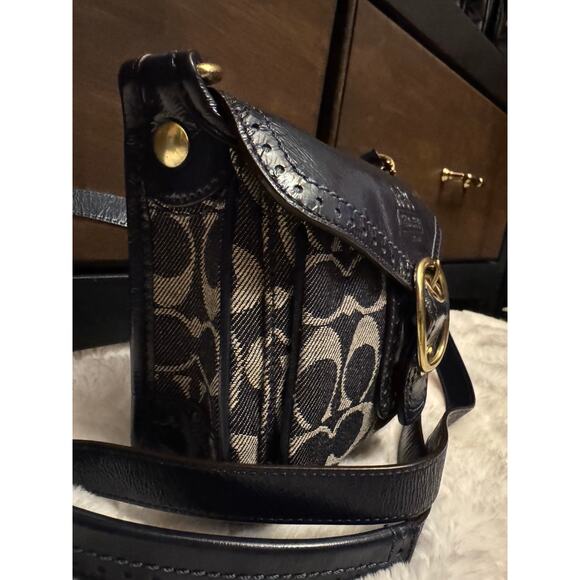 Y2K Vintage Denim Leather Navy Bleeker Crossbody - Picture 6 of 13